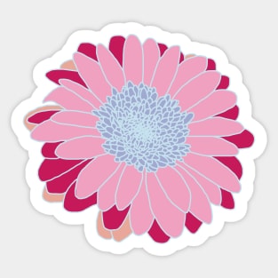 Pink and Blue Flower Drawing Sticker